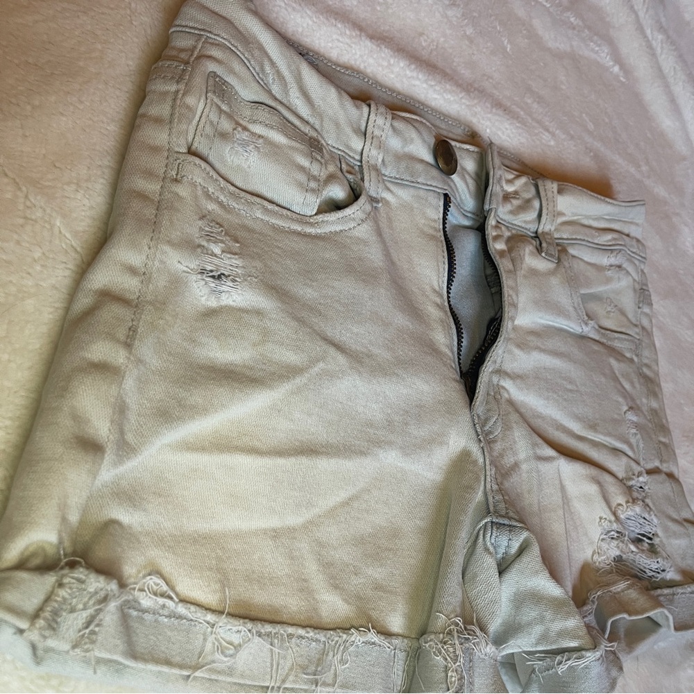 American Eagle high rise shortie Jean shorts distressed
